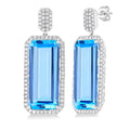Emerald Shape Gemstone & Halo Diamond Earrings