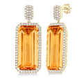 Emerald Shape Gemstone & Halo Diamond Earrings