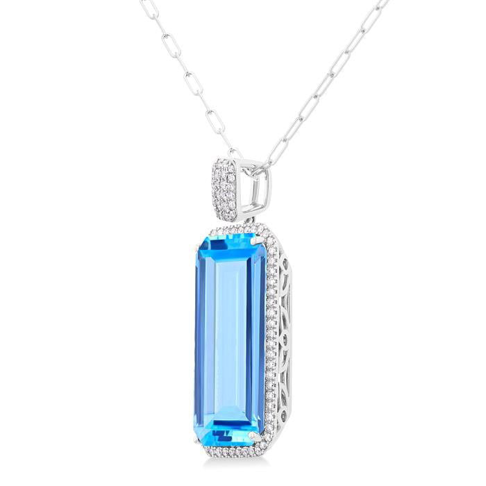 Ember Emerald Shape Gemstone & Halo Diamond Pendant