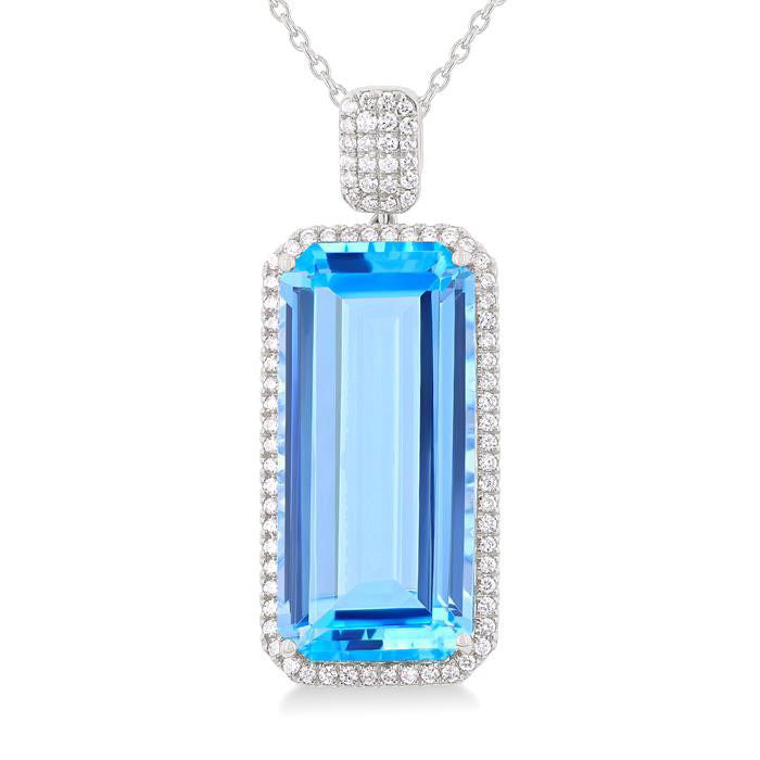 Ember Emerald Shape Gemstone & Halo Diamond Pendant