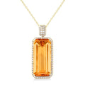 Amber Radiance 14K Yellow Gold Emerald-Cut Citrine & Diamond Halo Pendant