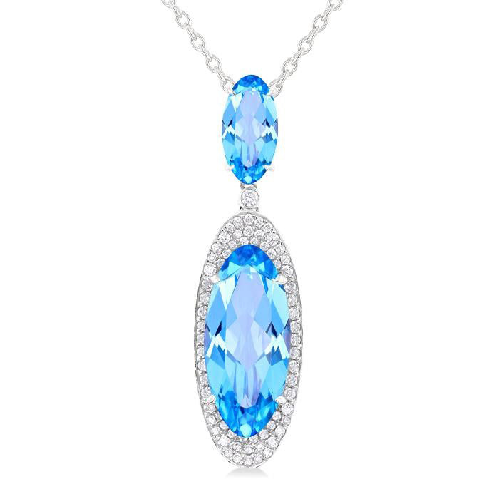 Aria Oval Shape Gemstone & Halo Diamond Pendant