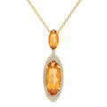 18X8 MM Evoque Gemstone & 10x5 MM Oval Shape Citrine and 1/3 Ctw Round Cut Diamond Halo Semi-Precious Pendant With Chain in 14K Yellow Gold