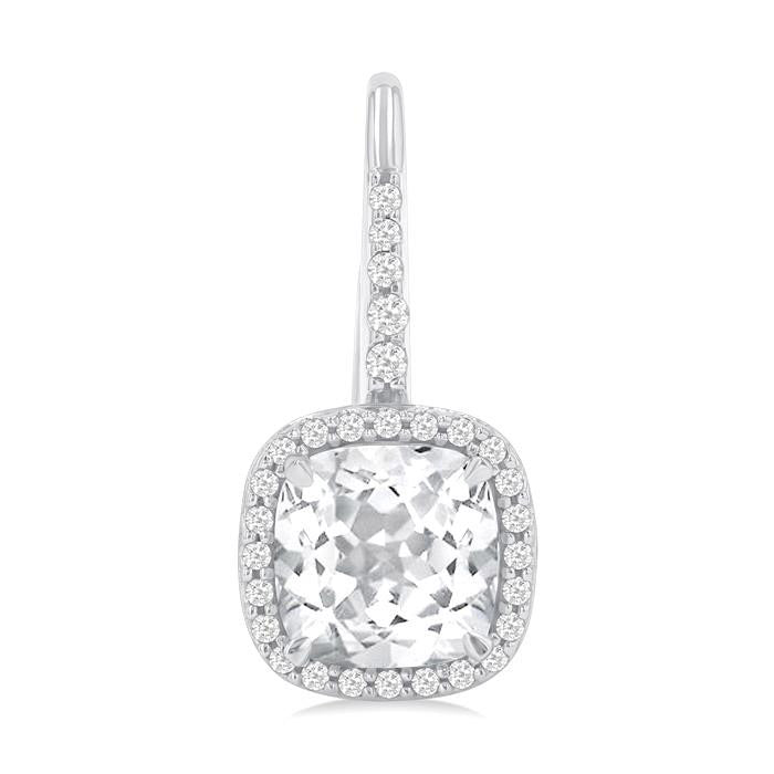 Square Shape Gemstone & Halo Diamond Huggie Earrings