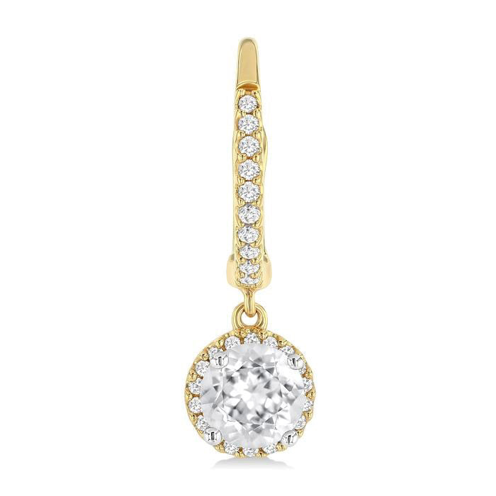 Round Shape Halo Gemstone Hoop Earrings