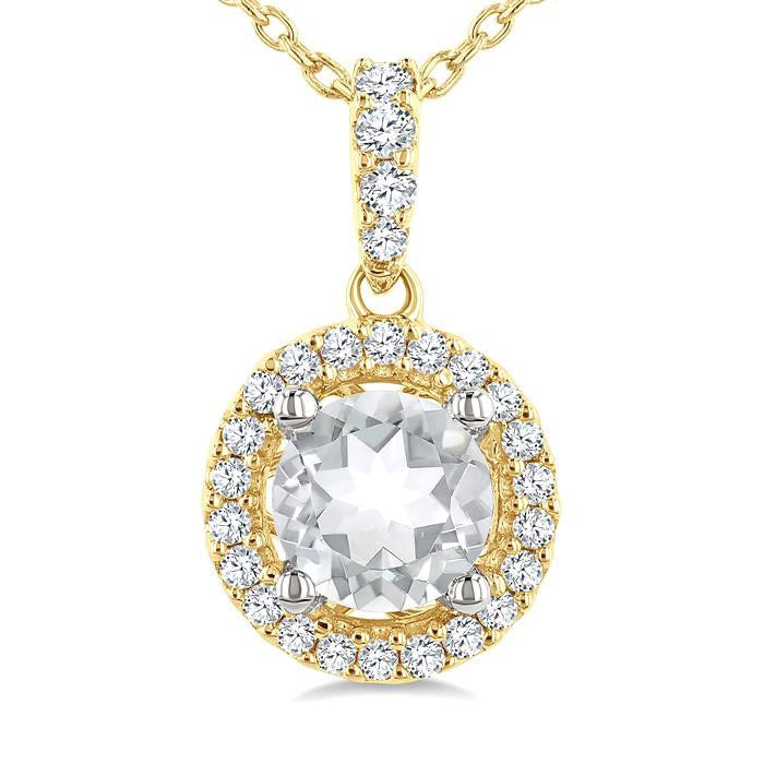 Round Shape Halo Gemstone Pendant