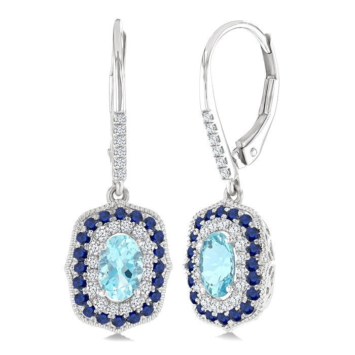 OraVerVal 14K White Gold Diamond Halo Earrings