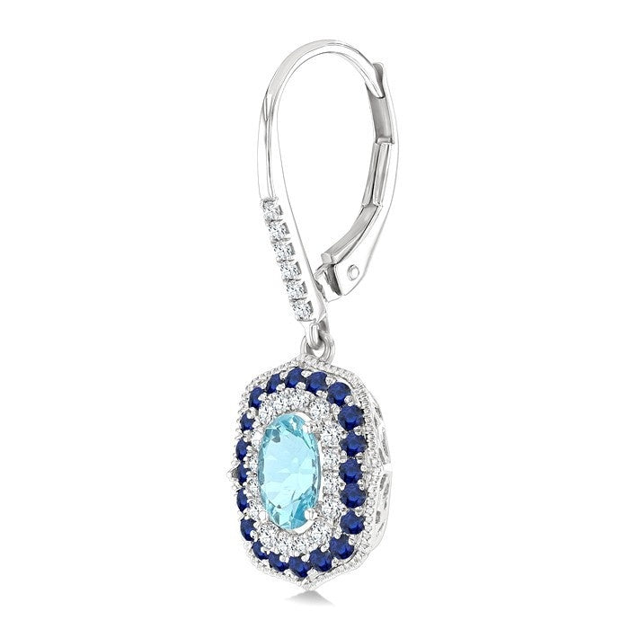 OraVerVal 14K White Gold Diamond Halo Earrings