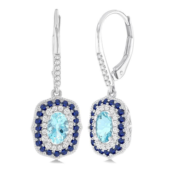 OraVerVal 14K White Gold Diamond Halo Earrings