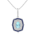 Aster Gemstone & Halo Diamond Fashion Pendant