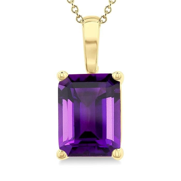 Thalia Emerald Shape Gemstone Solitaire Pendant