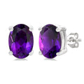 Oval Shape Gemstone Stud Earrings