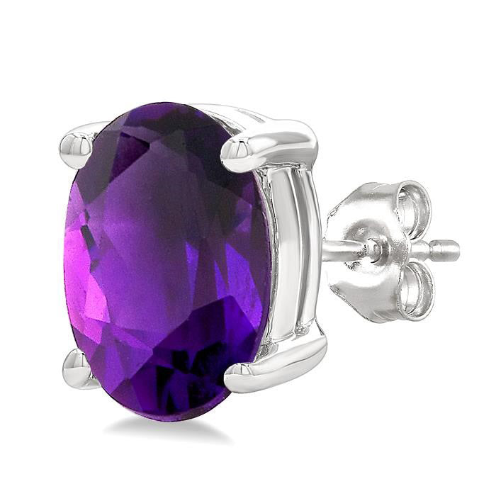 Oval Shape Gemstone Stud Earrings