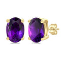 7X5 MM Oval Cut Amethyst Semi-Precious Stud Earrings in 14K Yellow Gold