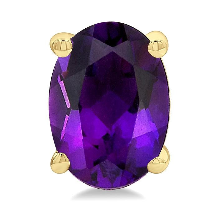 7X5 MM Oval Cut Amethyst Semi-Precious Stud Earrings in 14K Yellow Gold