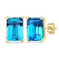 Emerald Shape Gemstone Stud Earrings