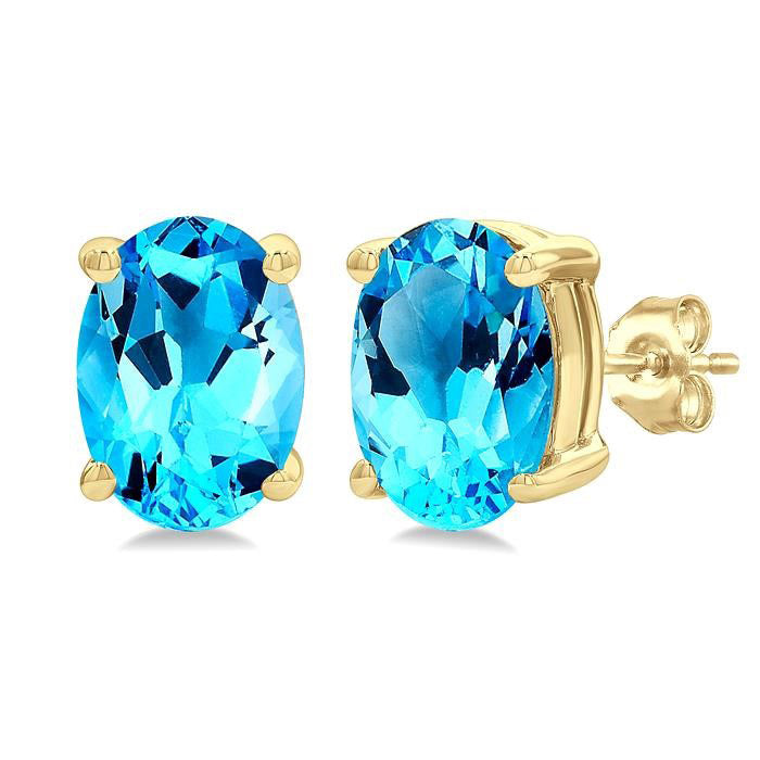 Oval Shape Gemstone Stud Earrings