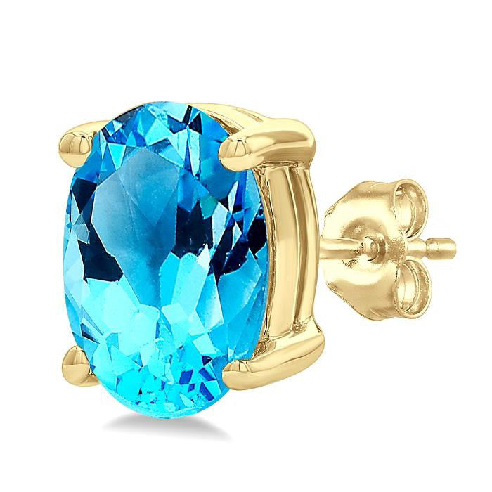 Oval Shape Gemstone Stud Earrings