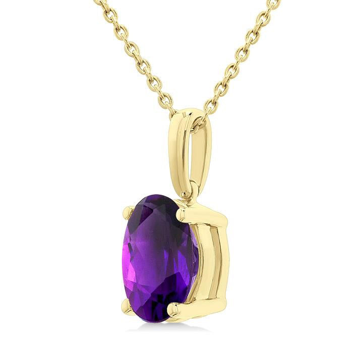Auralyn Oval Amethyst Pendant in 14K Yellow Gold