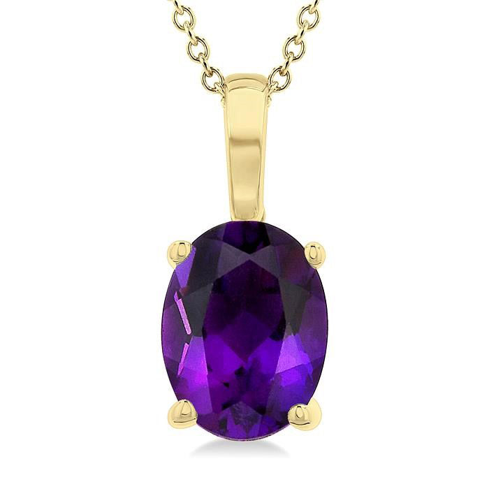 Auralyn Oval Amethyst Pendant in 14K Yellow Gold