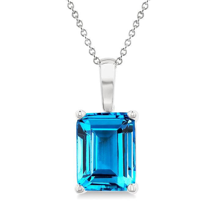 Vale Emerald Shape Gemstone Solitaire Pendant