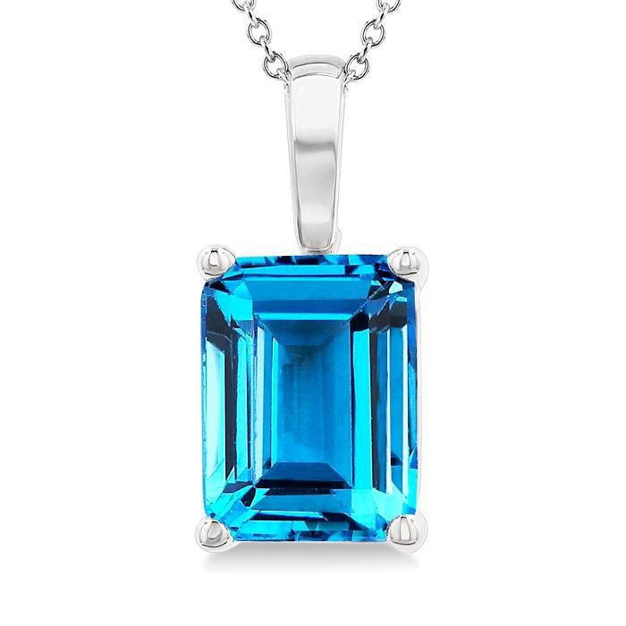Vale Emerald Shape Gemstone Solitaire Pendant