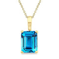 Emerald Cut Blue Topaz Semi-Precious Solitaire Pendant