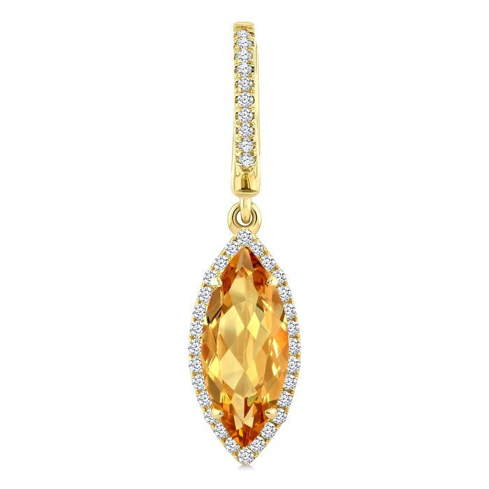 12X5 MM Evoque Gemstones Marquise Shape Citrine and 1/3 Ctw Round Cut Diamond Semi-Precious Earrings in 10K Yellow Gold