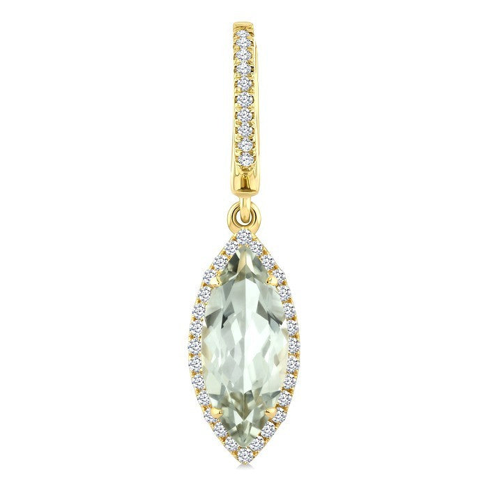 12X5 MM Evoque Gemstones Marquise Shape Green Amethyst and 1/3 Ctw Round Cut Diamond Semi-Precious Earrings in 10K Yellow Gold