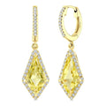 12X5 MM Evoque Gemstones Kite Shape Lemon Quartz and 1/3 Ctw Round Cut Diamond Semi-Precious Earrings in 10K Yellow Gold