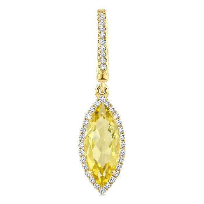 12X5 MM Evoque Gemstones Marquise Shape Lemon Quartz and 1/3 Ctw Round Cut Diamond Semi-Precious Earrings in 10K Yellow Gold