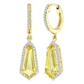 12X5 MM Evoque Gemstones Shield Shape Lemon Quartz and 1/3 Ctw Round Cut Diamond Semi-Precious Earrings in 10K Yellow Gold