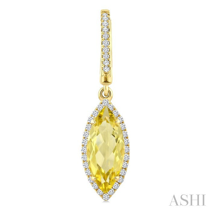 12X5 MM Evoque Gemstones Marquise Shape Lemon Quartz and 1/3 Ctw Round Cut Diamond Semi-Precious Earrings in 10K Yellow Gold
