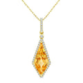 16X7 MM Evoque Gemstone Kite Shape Citrine and 1/5 Ctw Round Cut Diamond Semi-Precious Pendant With Chain in 10K Yellow Gold