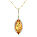 16X7 MM Evoque Gemstone Marquise Shape Citrine and 1/5 Ctw Round Cut Diamond Semi-Precious Pendant With Chain in 10K Yellow Gold