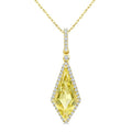 16X7 MM Evoque Gemstones Kite Shape Lemon Quartz and 1/5 Ctw Round Cut Diamond Semi-Precious Pendant With Chain in 10K Yellow Gold