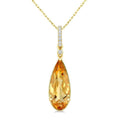 16X6 MM Evoque Gemstone Pear Shape Citrine and 1/20 Ctw Round Cut Diamond Semi-Precious Pendant With Chain in 10K Yellow Gold