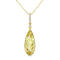 16X6 MM Evoque Gemstones Pear Shape Lemon Quartz and 1/20 Ctw Round Cut Diamond Semi-Precious Pendant With Chain in 10K Yellow Gold