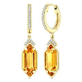 12X5 MM Evoque Gemstones Hexagon Shape Citrine and 1/6 Ctw Round Cut Diamond Semi-Precious Earrings in 10K Yellow Gold