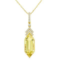 16X6 MM Evoque Gemstones Hexagon Shape Lemon Quartz and 1/10 Ctw Round Cut Diamond Semi-Precious Pendant With Chain in 10K Yellow Gold