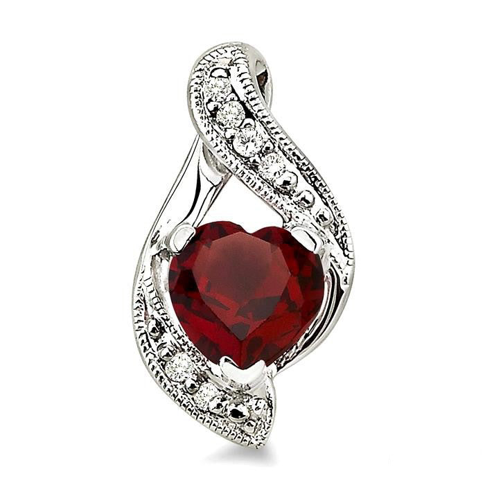 14K White Gold Garnet and Diamond Pave Earrings