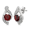 14K White Gold Garnet and Diamond Pave Earrings
