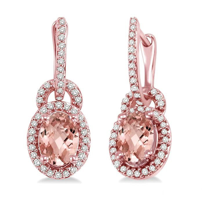 Oval Shape Gemstone & Diamond Earrings