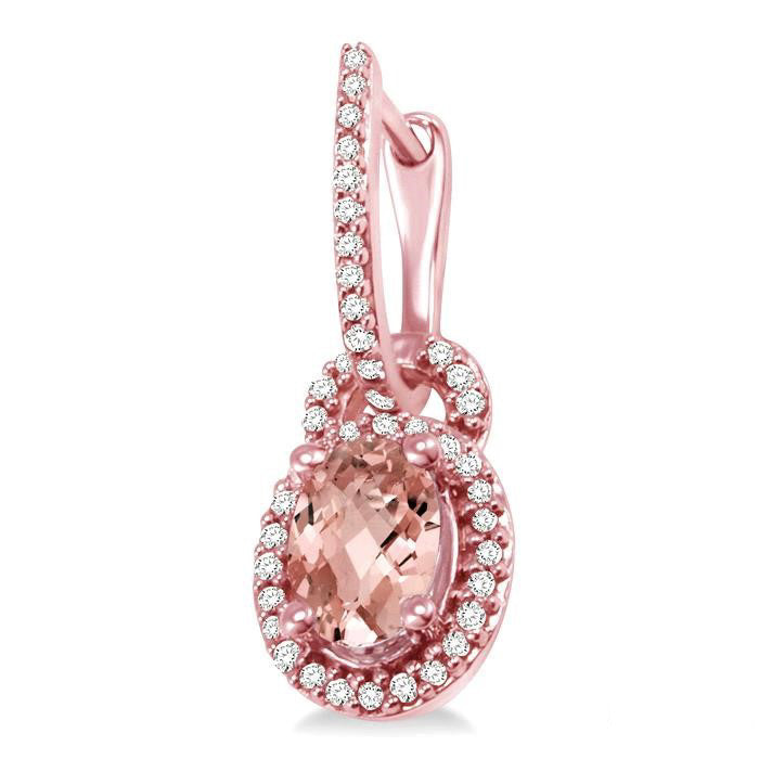Oval Shape Gemstone & Diamond Earrings