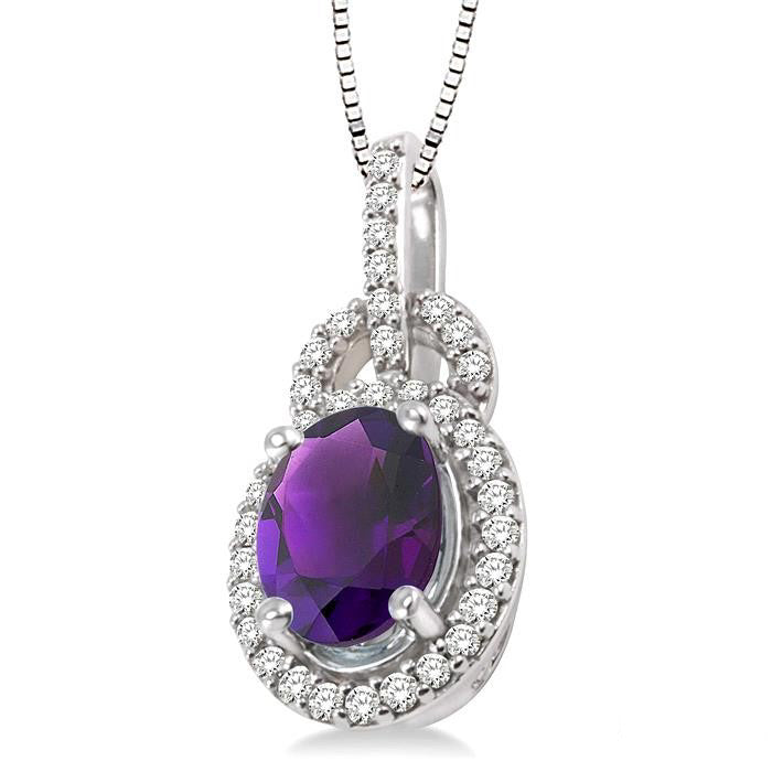 Blossom Oval Shape Gemstone & Halo Diamond Pendant
