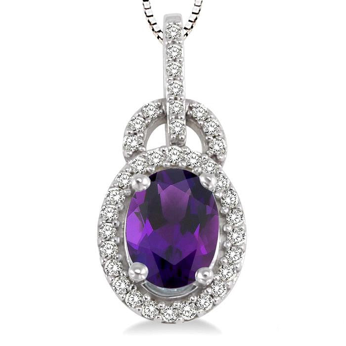 Blossom Oval Shape Gemstone & Halo Diamond Pendant