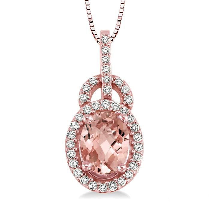 Ember Oval Shape Gemstone & Halo Diamond Pendant