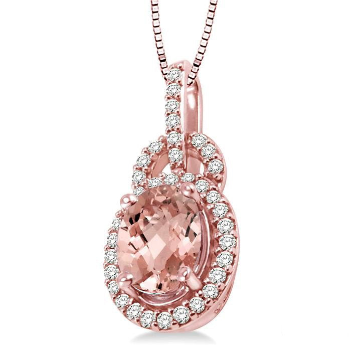 Ember Oval Shape Gemstone & Halo Diamond Pendant
