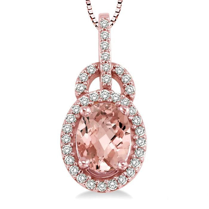 Ember Oval Shape Gemstone & Halo Diamond Pendant
