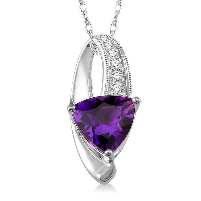 Wisteria Trillion Shape Gemstone & Diamond Pendant